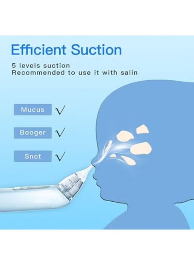 Electric Baby Nasal Aspirator - Powerful 5-Level Suction - Rechargeable Nose Cleaner with Soothing Light & Nursery Rhymes - Image 5